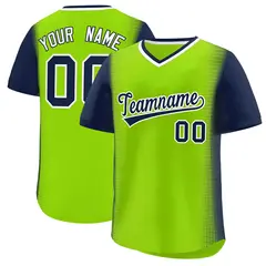 Neon Green Navy Raglan Sleeves Pullover Baseball Jersey 1