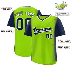 Neon Green Navy Raglan Sleeves Pullover Baseball Jersey 2