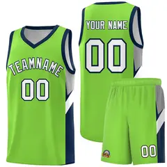 Neon Green Navy Side Design Basketball Jersey Sports Uniform 1