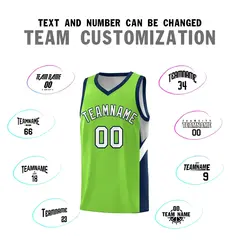 Neon Green Navy Side Design Basketball Jersey Sports Uniform 4