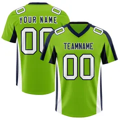 Neon Green Navy Side Stripe Athletic Football Jersey 1