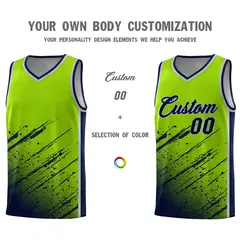 Neon Green Navy Splash Basketball Uniforms for Teams 3