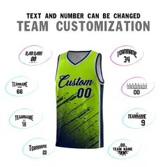Neon Green Navy Splash Basketball Uniforms for Teams 4