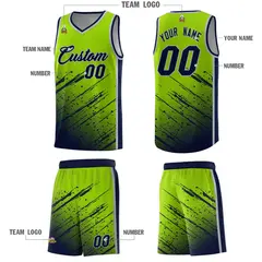 Neon Green Navy Splash Basketball Uniforms for Teams 5