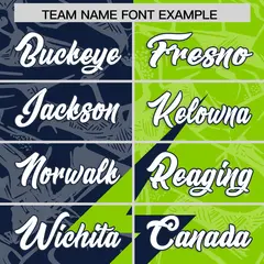 Neon Green Navy Split Lightning Pattern Football Jersey 3