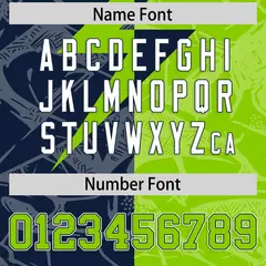 Neon Green Navy Split Lightning Pattern Football Jersey 4
