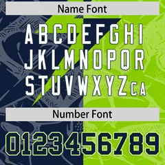 Neon Green Navy Split Lightning Pattern Football Jersey 4