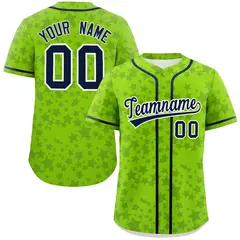 Neon Green Navy Star Graffiti Baseball Jersey