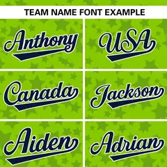 Neon Green Navy Star Graffiti Baseball Jersey 3