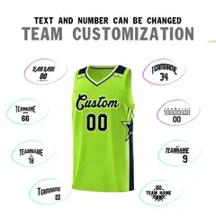 Neon Green Navy Star Graffiti Basketball Jersey Uniform 4