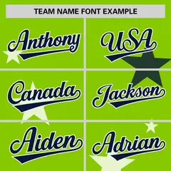 Neon Green Navy Star Graffiti Two-Button Baseball Jersey 3