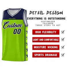 Neon Green Navy Star Pattern Basketball Jersey 2
