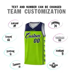 Neon Green Navy Star Pattern Basketball Jersey 4