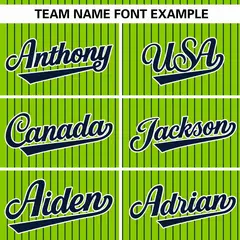 Neon Green Navy Stripe Authentic Pullover Baseball Jersey 3