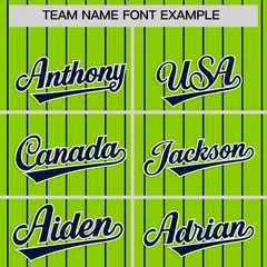 Neon Green Navy Stripe Raglan Authentic Baseball Jersey 3