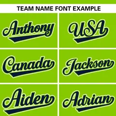 Neon Green Navy Stripe Raglan Authentic Baseball Jersey 3