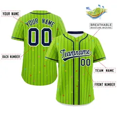 Neon Green Navy Stripe Star Pattern Baseball Jersey 2