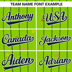 Neon Green Navy Stripe Star Pattern Baseball Jersey 3