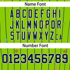 Neon Green Navy Stripe Star Pattern Baseball Jersey 4