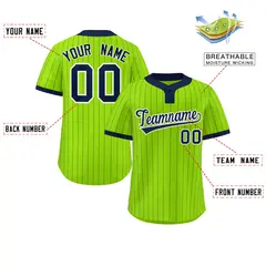 Neon Green Navy Stripe Two-Button Softball Jersey 2