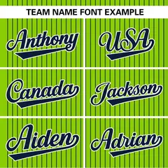 Neon Green Navy Stripe Two-Button Softball Jersey 4