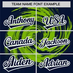 Neon Green Navy Swirl Graffiti Baseball Jersey 3