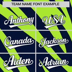 Neon Green Navy Tiger Stripe Gradient Animal Print Baseball Jersey 3