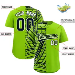 Neon Green Navy Tribal Split Baseball Jersey 2