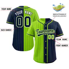 Neon Green Navy Two Tone Striped Authentic Baseball Jersey 2
