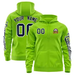 Neon Green Navy Varsity Full-Zip Letterman Jacket Hoodie 1