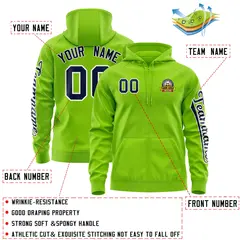 Neon Green Navy Varsity Full-Zip Letterman Jacket Hoodie 4