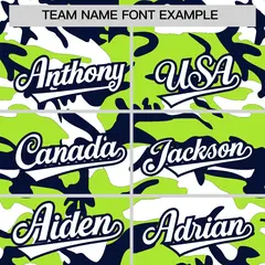 Neon Green Navy White Camo Gradient Fashion Baseball Jersey 3