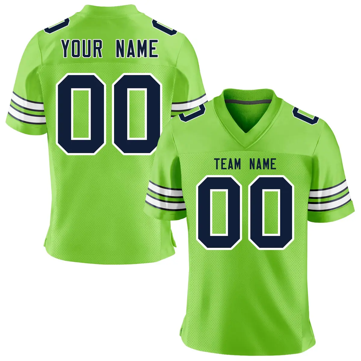 Neon Green Navy-White Classic Mesh Authentic Football Jersey