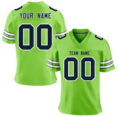 Neon Green Navy-White Classic Mesh Authentic Football Jersey 1