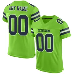 Neon Green Navy-White Classic Style Mesh Football Jersey 1