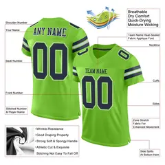 Neon Green Navy-White Classic Style Mesh Football Jersey 2