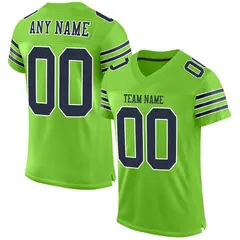 Neon Green Navy-White Classic Style Mesh Football Jersey 1