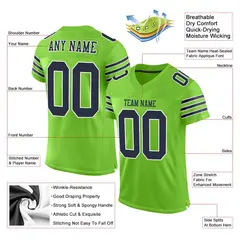 Neon Green Navy-White Classic Style Mesh Football Jersey 2