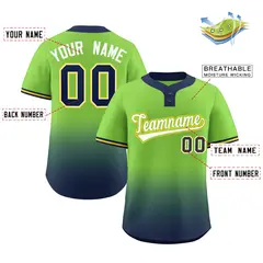 Neon Green Navy White-Neon Green Gradient Two-Button Softball Jersey 2