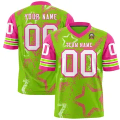 Neon Green Navy White Star Pattern Authentic Football Jersey 1