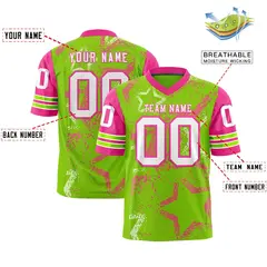 Neon Green Navy White Star Pattern Authentic Football Jersey 2