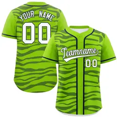 Neon Green Navy Zebra Stripes Graffiti Baseball Jersey