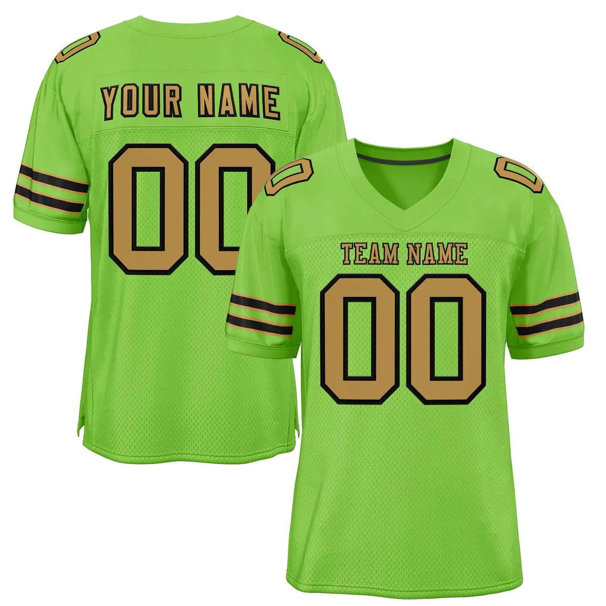 Neon Green Old Gold-Black Classic Authentic Football Jersey
