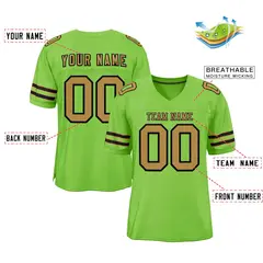Neon Green Old Gold-Black Classic Authentic Football Jersey 2