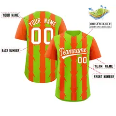 Neon Green Orange Blade Pattern Raglan Baseball Jersey 2