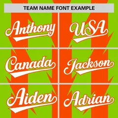 Neon Green Orange Blade Pattern Raglan Baseball Jersey 3