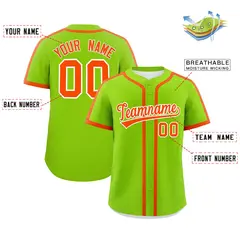 Neon Green Orange Classic Authentic Baseball Jersey 2