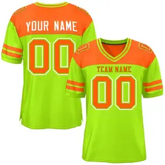 Neon Green Orange Color Block Authentic Football Jersey 1