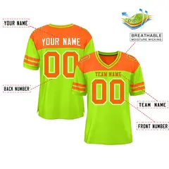Neon Green Orange Color Block Authentic Football Jersey 2