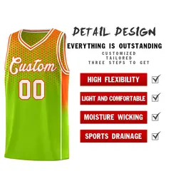 Neon Green Orange Dot Pattern Reversible Side Gradient Basketball Jersey Kits 3